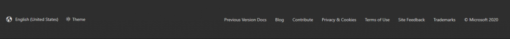 docs.microsoft.com Theme setting now in the footer region. 